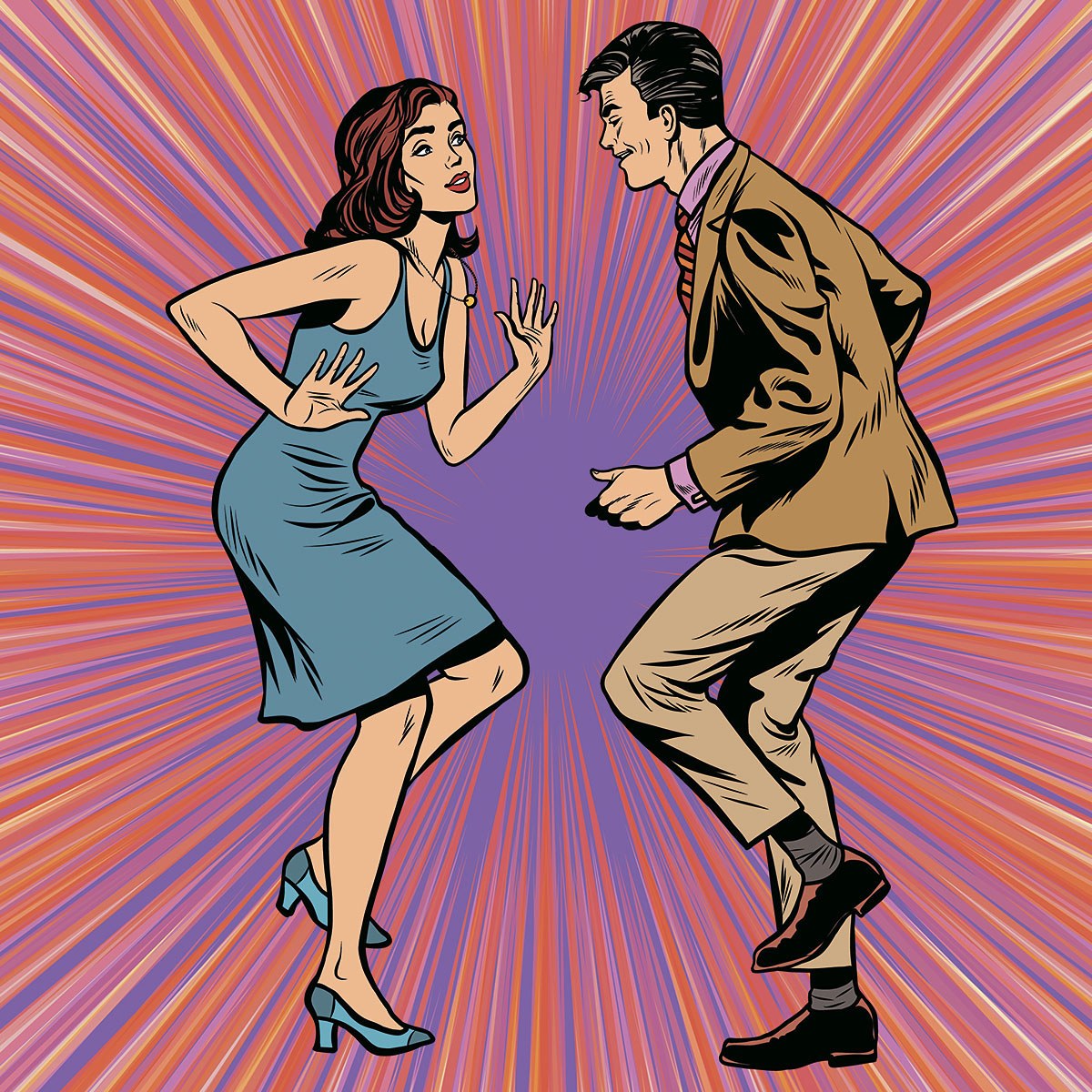 Attractive girl dancing with a man