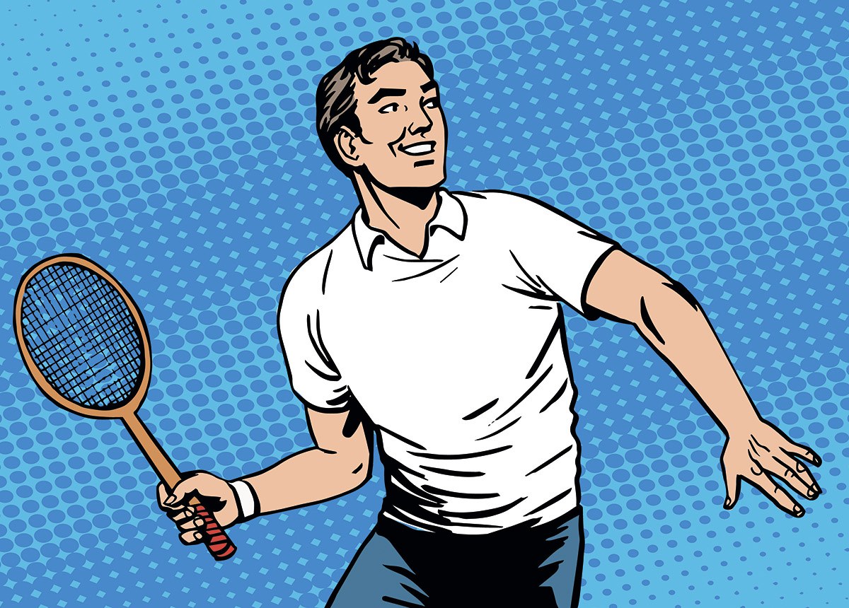Positive sports man playing tennis