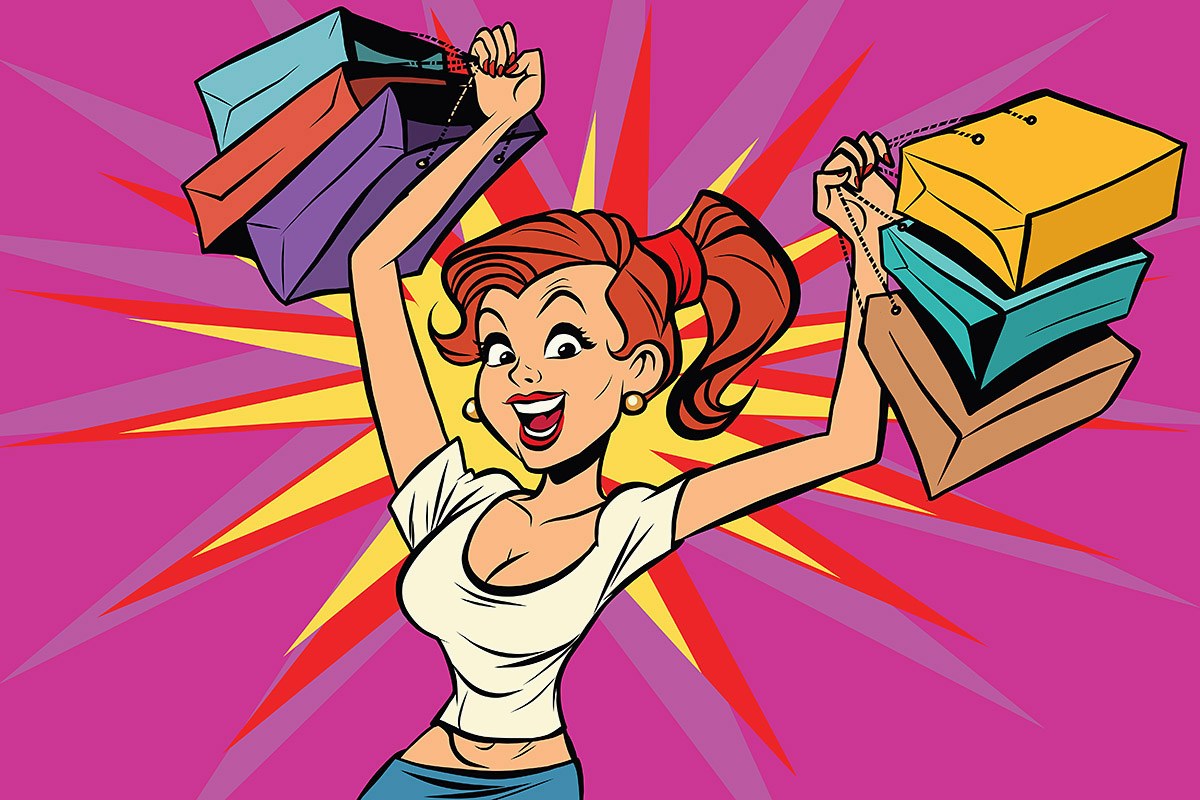 Picture of happy girl with shopping