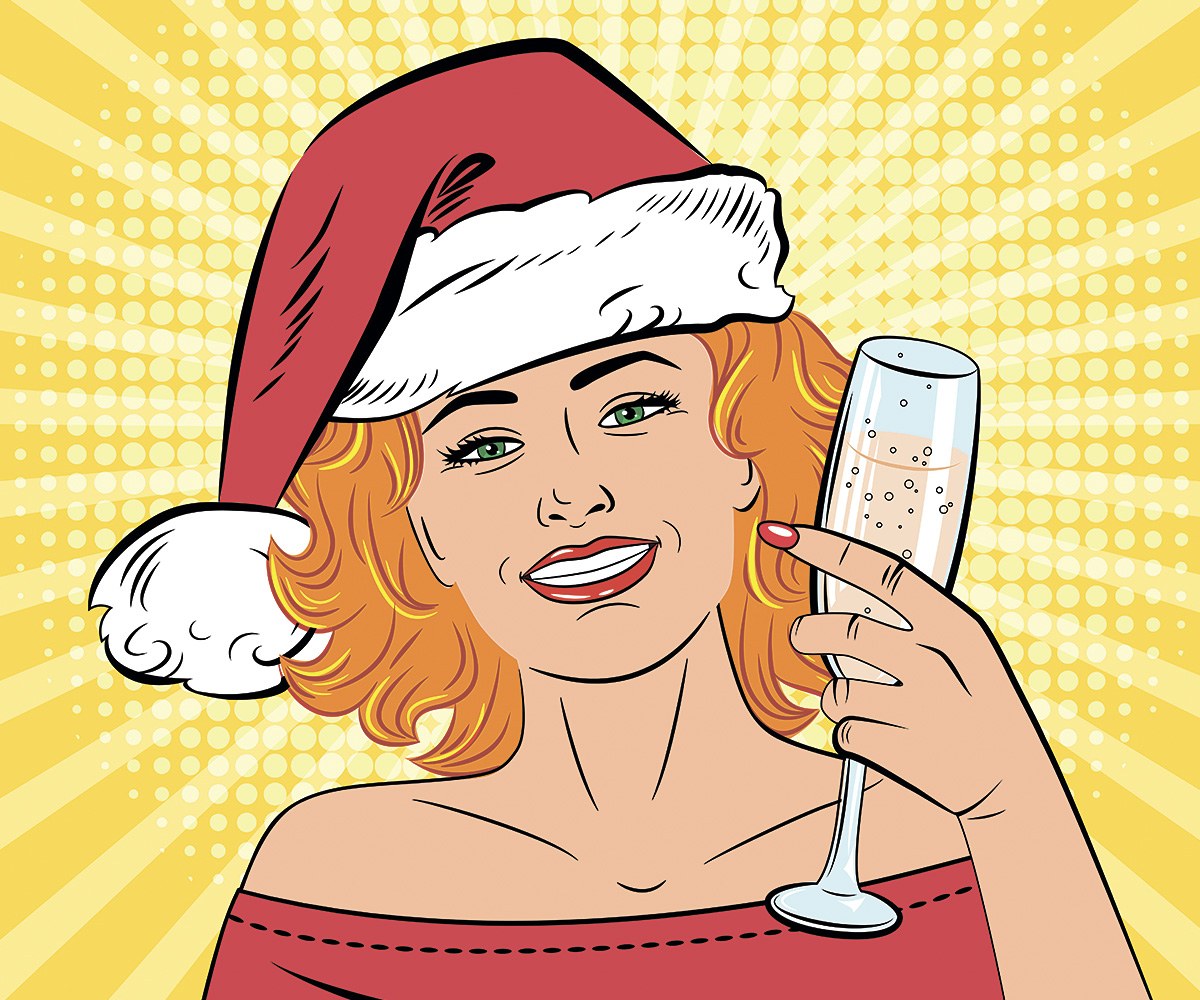 Pretty woman in red Christmas headdress