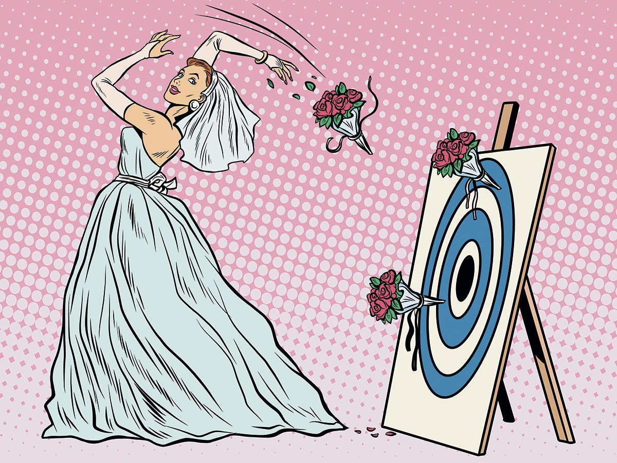 Picture of a woman in a wedding dress and veil