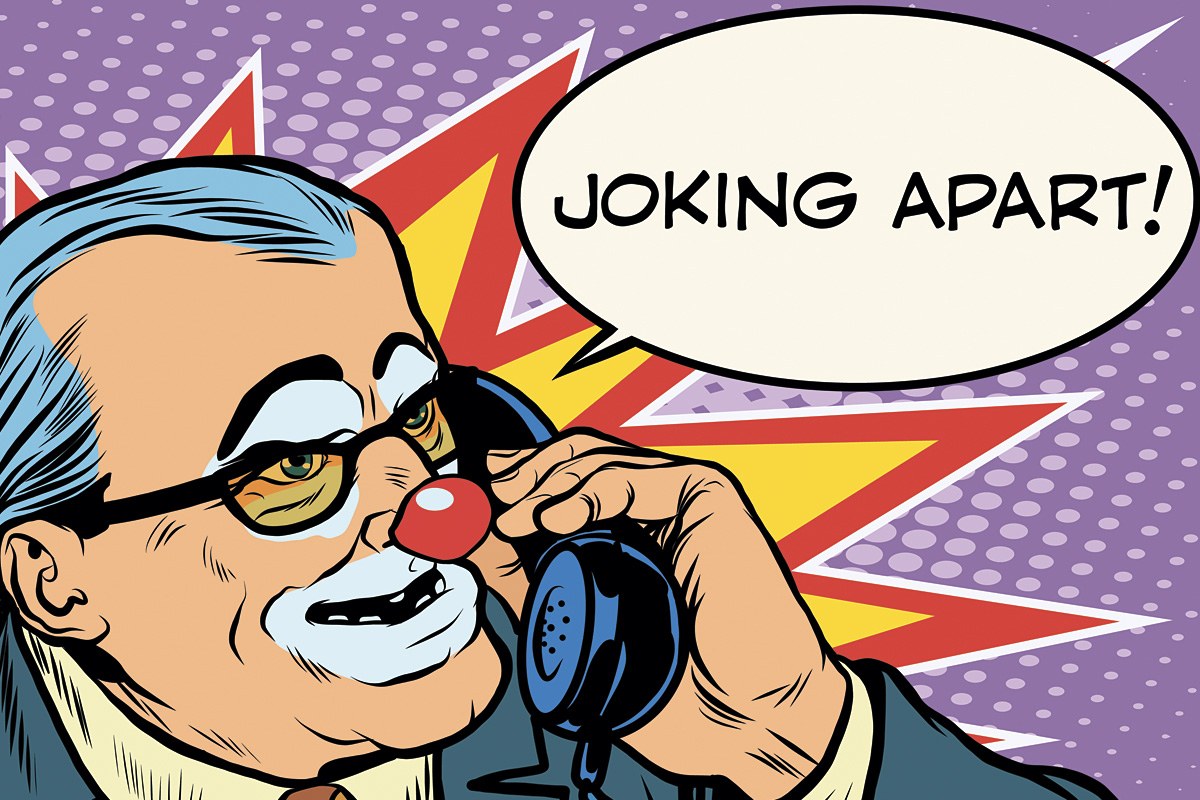 Serious clown talking on the phone
