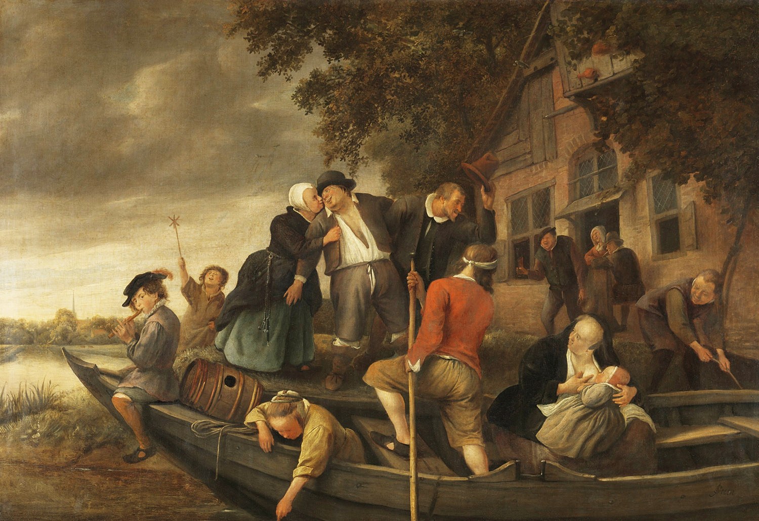 The Merry Homecoming, Painter: Jan Steen, 1670-1679, Amsterdam, Netherlands, Original painting