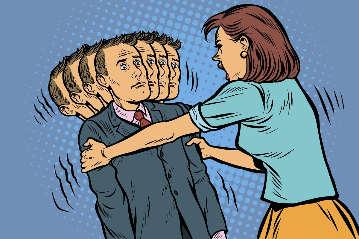 Young woman yelling at a man