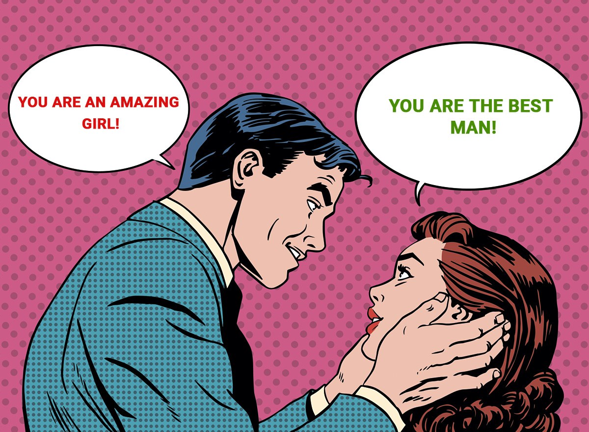 Man and woman looking at each other lovingly