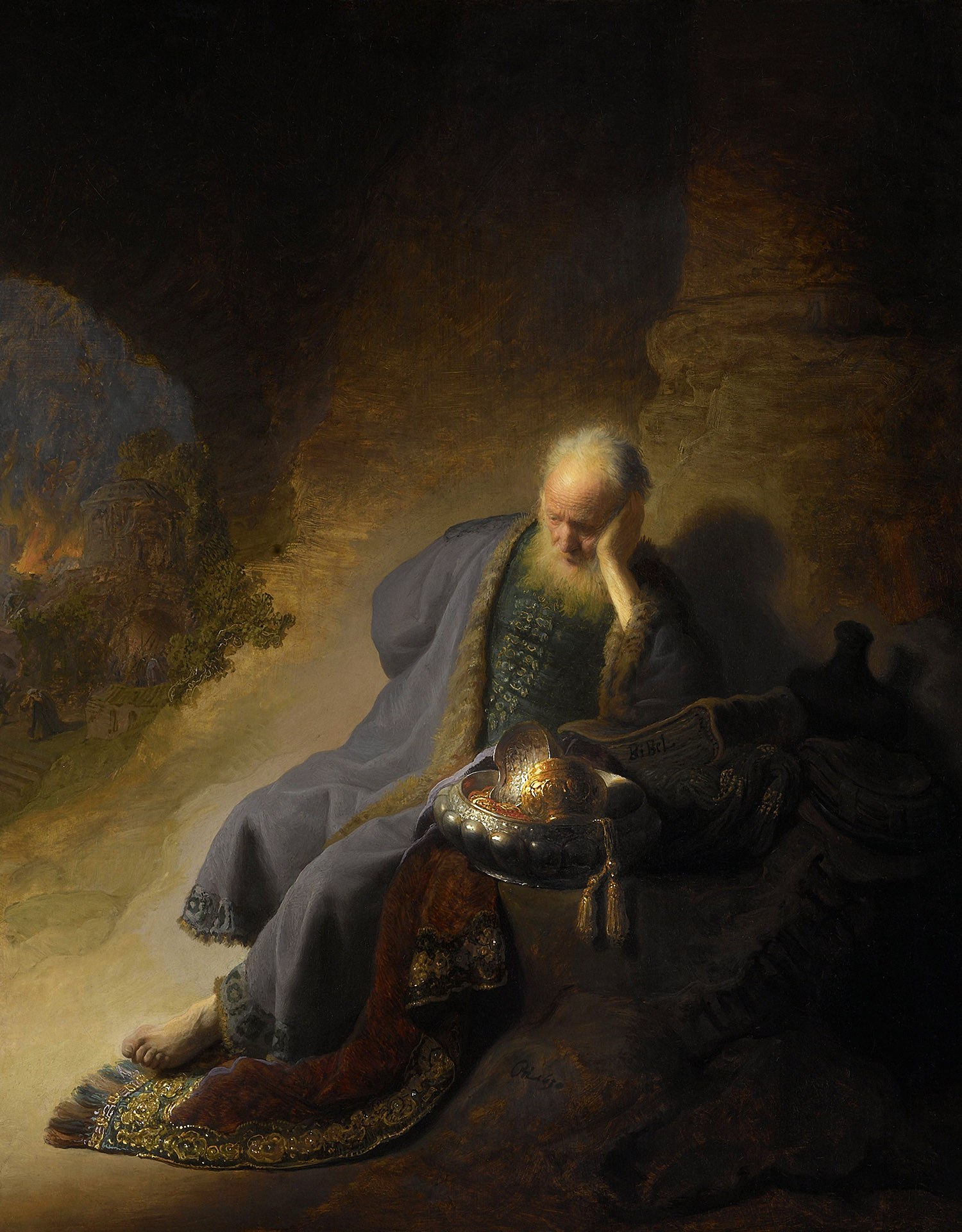Jeremiah Lamenting the Destruction of Jerusalem, Painter: Rembrandt van Rijn, 1628-1630, Dutch Painting