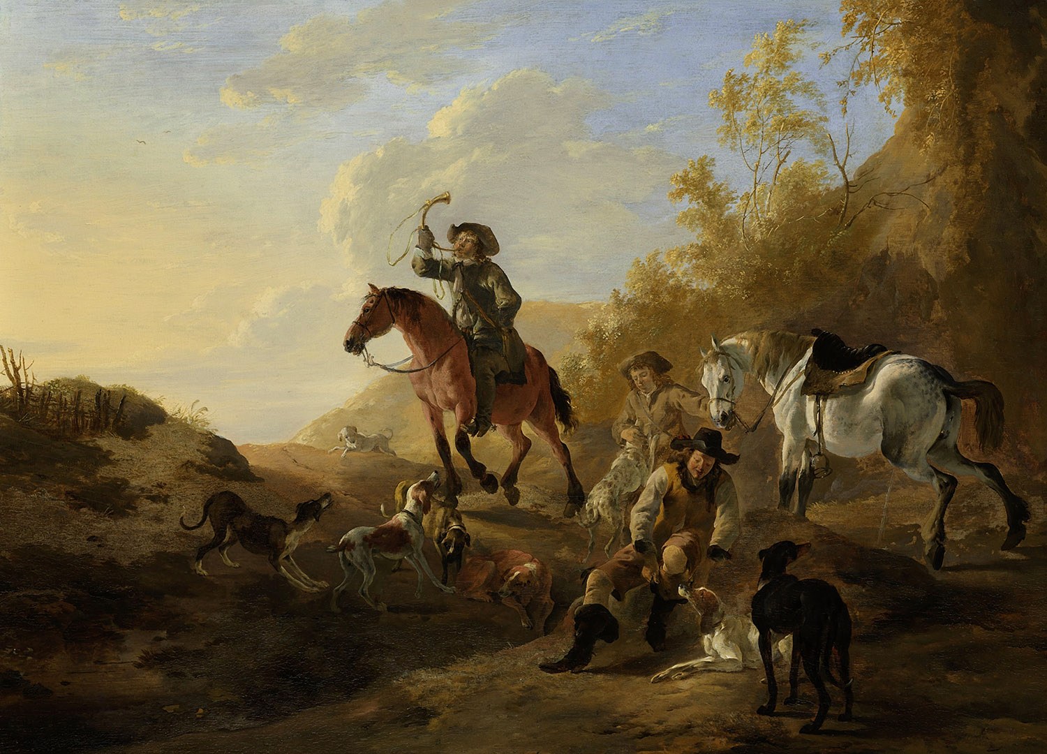 Hunters Resting, Painter: Dirk Stoop, 1650-1655, Dutch Painting Hunters Resting, Painter: Dirk Stoop, 1650-1655, Dutch Painting