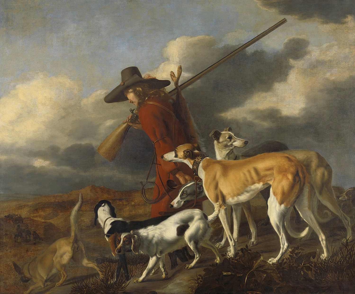 The Hunter, Painter: Adriaen Beeldemaker, 1653, Dutch Painting The Hunter, Painter: Adriaen Beeldemaker, 1653, Dutch Painting