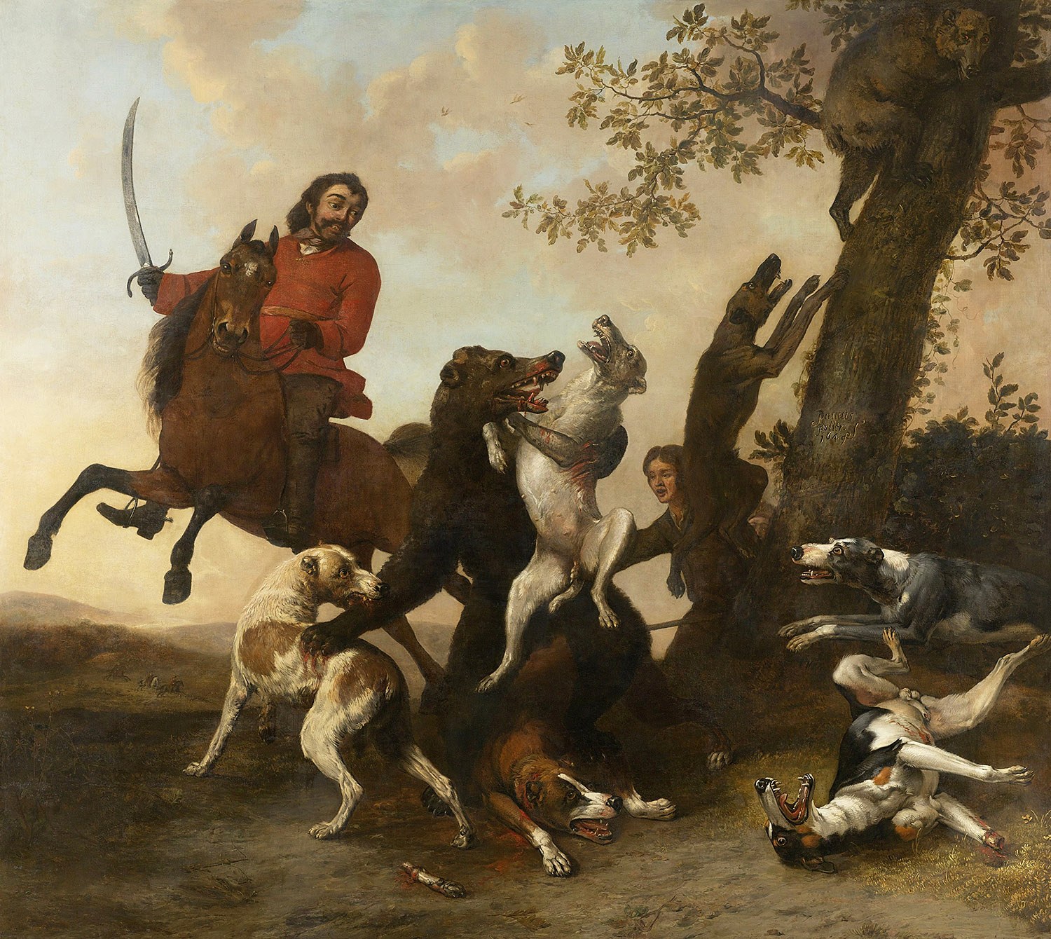 Bear Hunt, Painter: Paulus Potter, 1649, Dutch Painting Bear Hunt, Painter: Paulus Potter, 1649, Dutch Painting