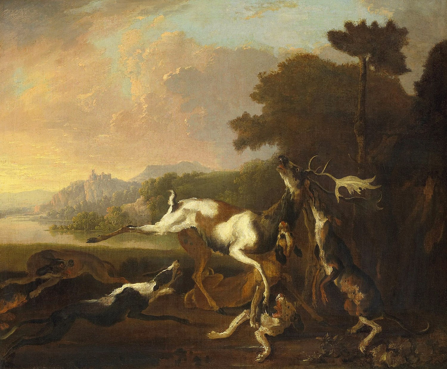 The Deer Hunt, Painter: Abraham Hondius, 1650-1695, Dutch Painting The Deer Hunt, Painter: Abraham Hondius, 1650-1695, Dutch Painting