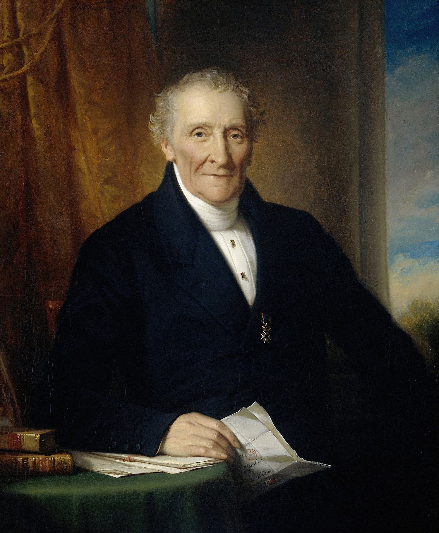 Rodolphe le Chevalier (1777-1865), Amsterdam Merchant and one of three Founders of the Holland Railroad Company, Painter: Jan Adam Kruseman, 1850, Original Painting