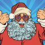 Picture with cheerful and happy Santa Claus