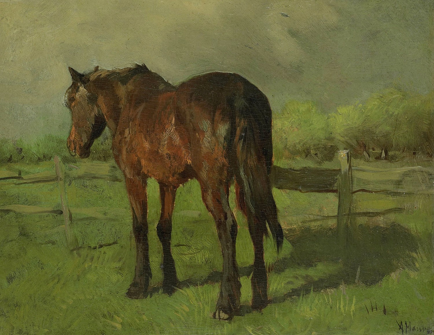 Horse, Painter: Anton Mauve, 1860-1888, Original Painting Horse, Painter: Anton Mauve, 1860-1888, Original Painting