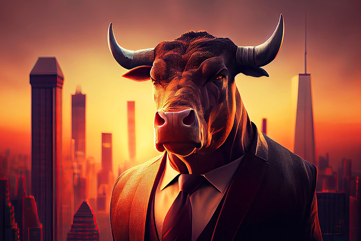 Picture of a business man with a bull's head