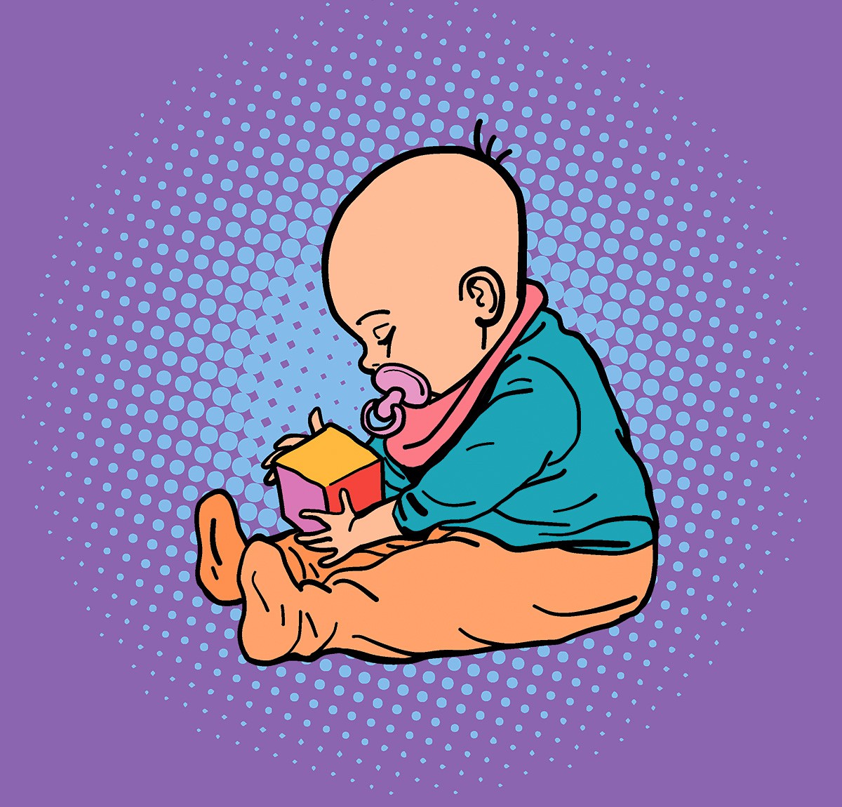 Picture with a little boy playing rubik's cube