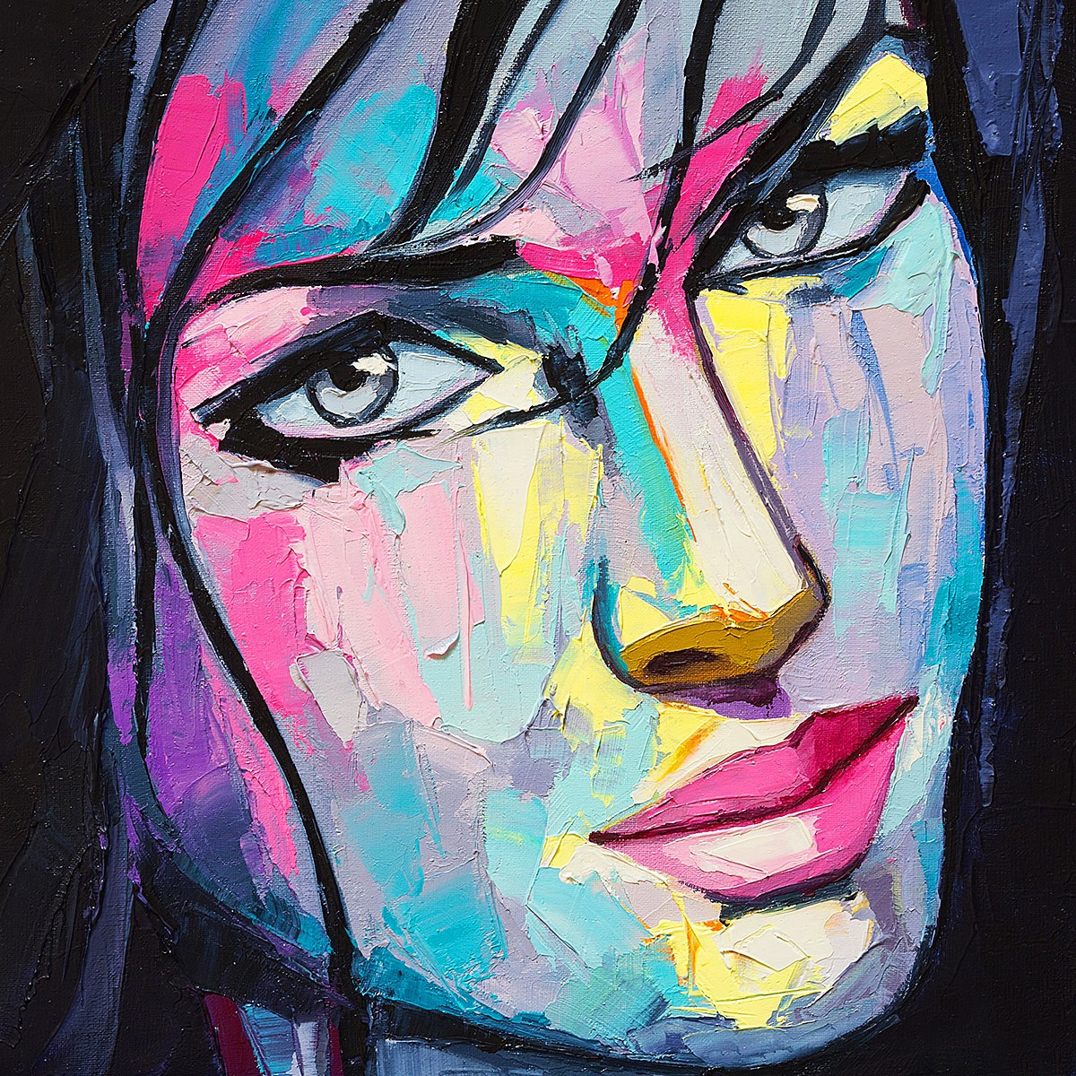 Painting with expressive look of a pretty girl