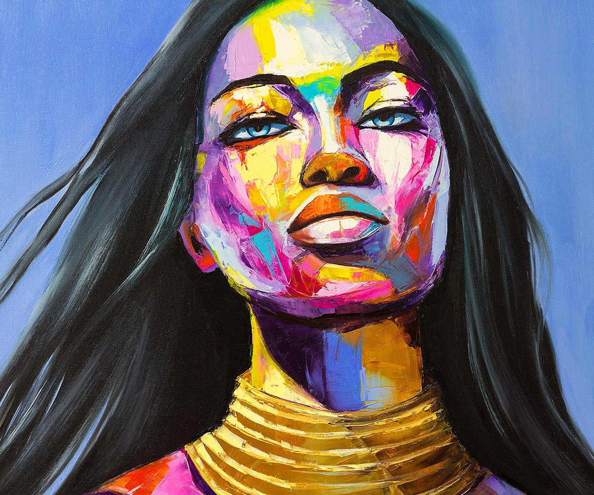 Painting with a beautiful brunette