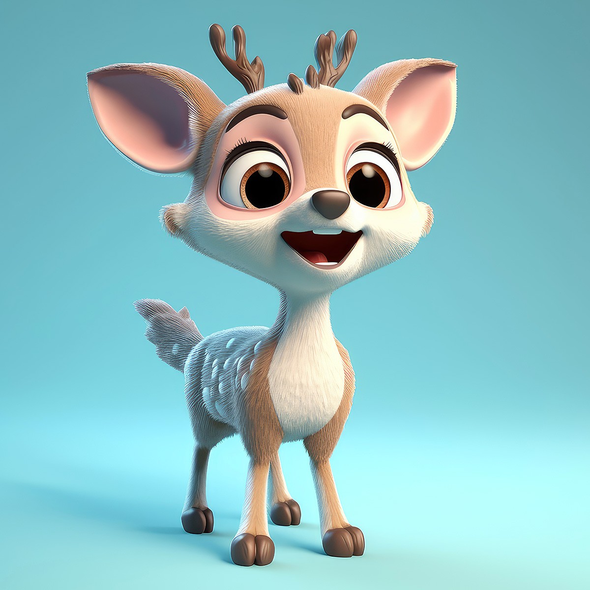Beautiful 3D Deer with big brown eyes