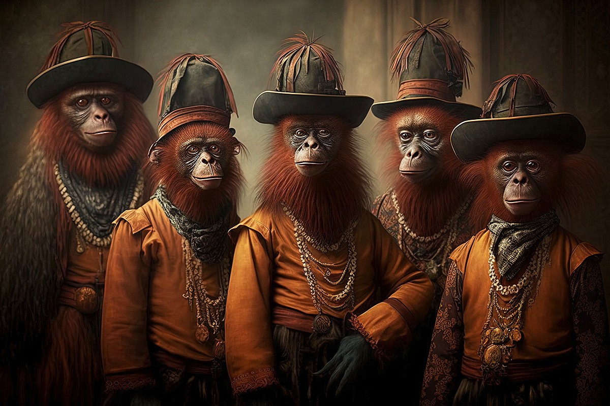 Amazing monkeys in human costumes