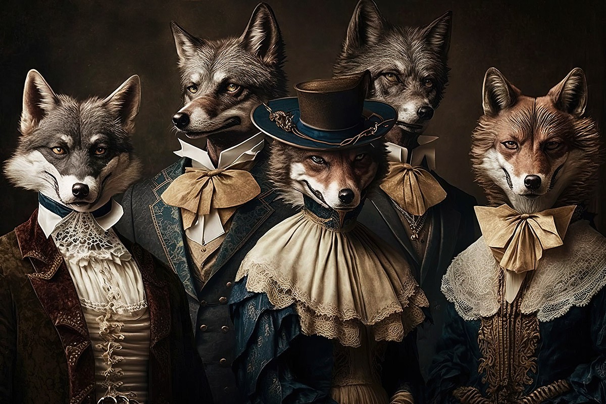 Picture of wolves in beautiful costumes