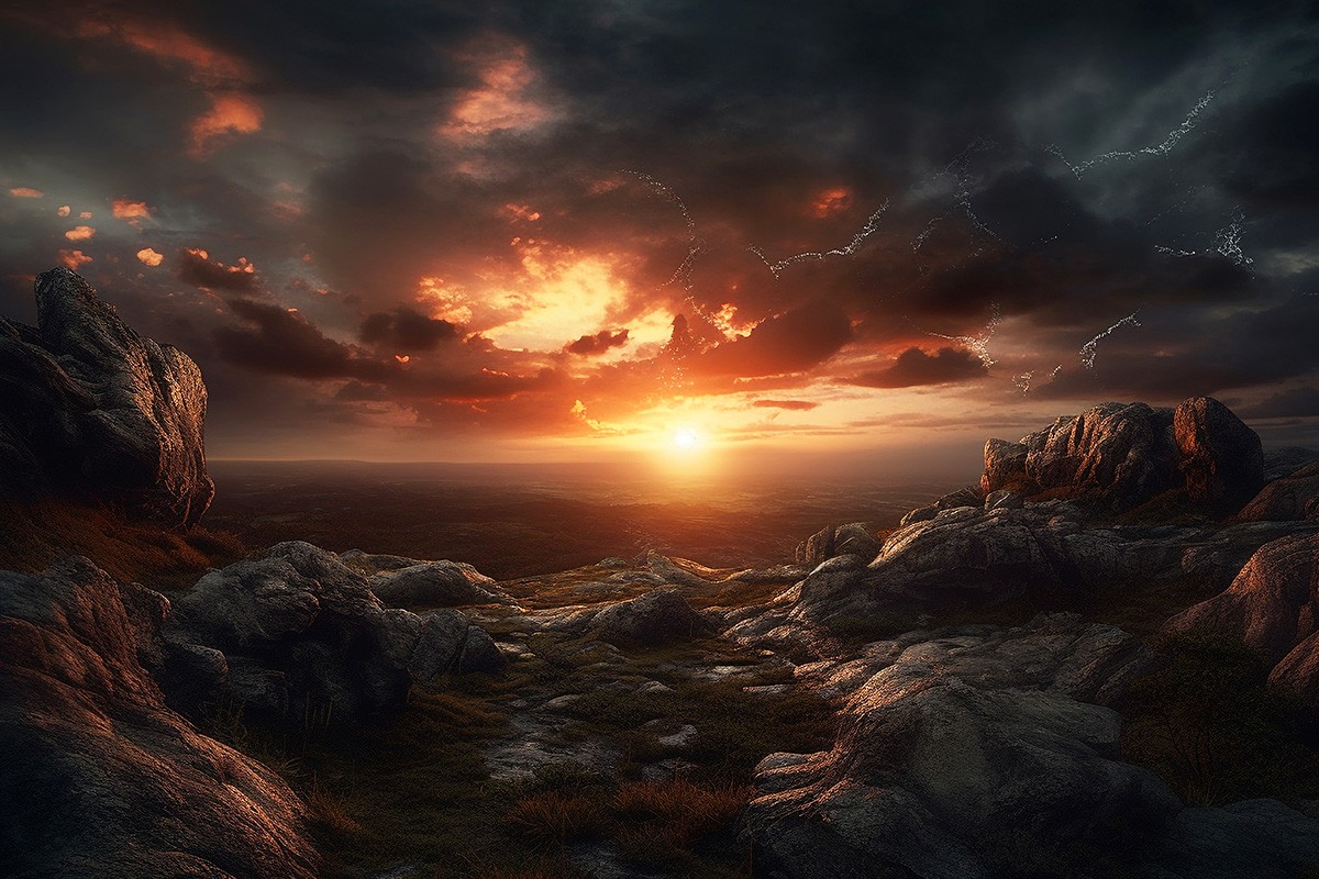 Picture with a surprised sunset and rocks Picture with a surprised sunset and rocks