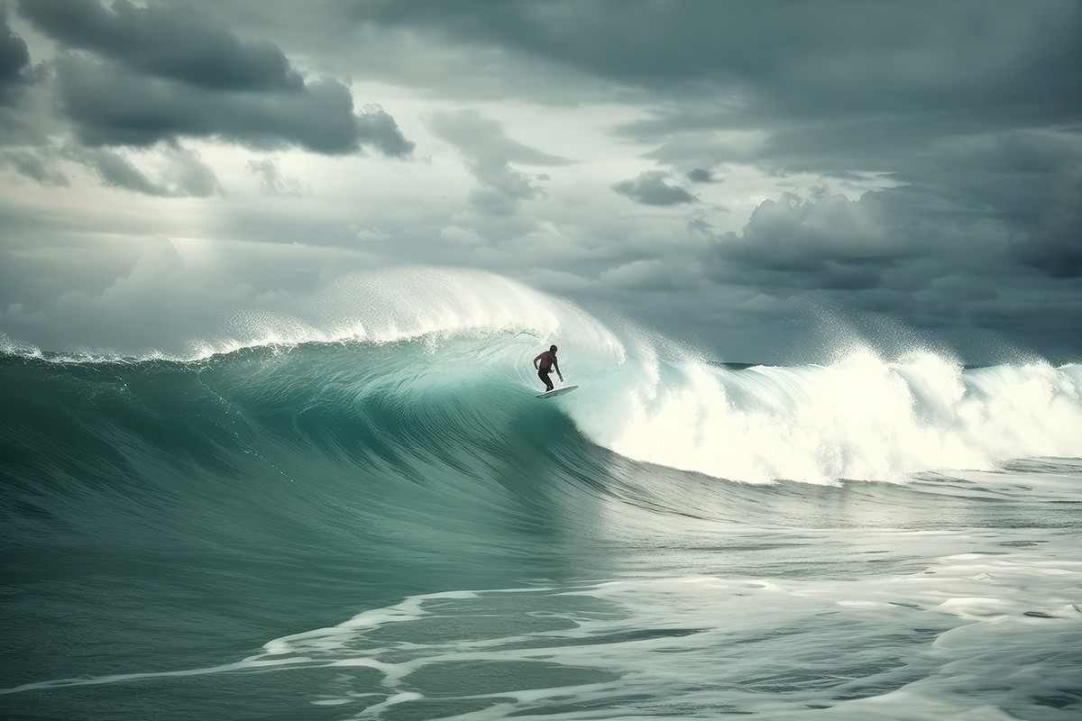Picture of a surfer on a high wave