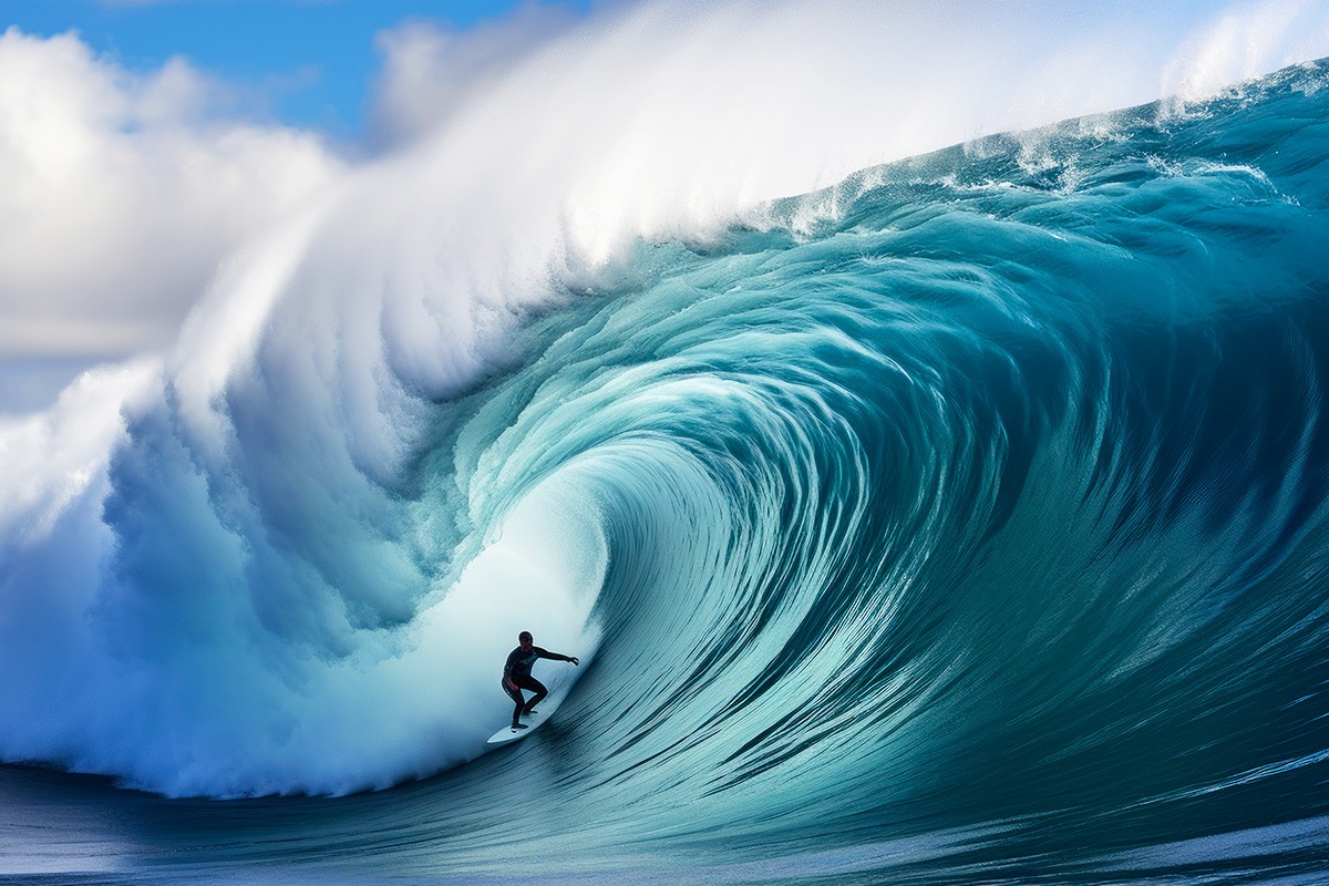 Fascinating picture of a surfer in the ocean