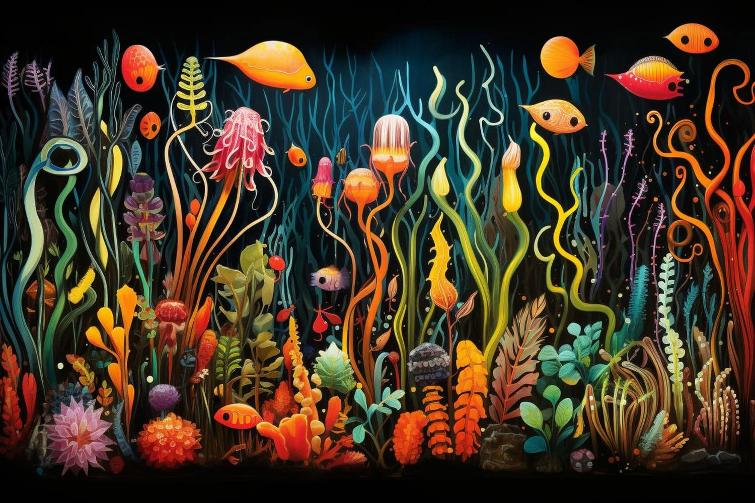 Deep black background representing the absolute darkness of the deep ocean.