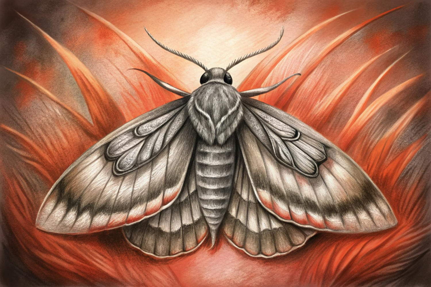 This stunning colored pencil illustration captures the ethereal beauty of a large moth rendered with remarkable technical skill and artistic sensitivity.
